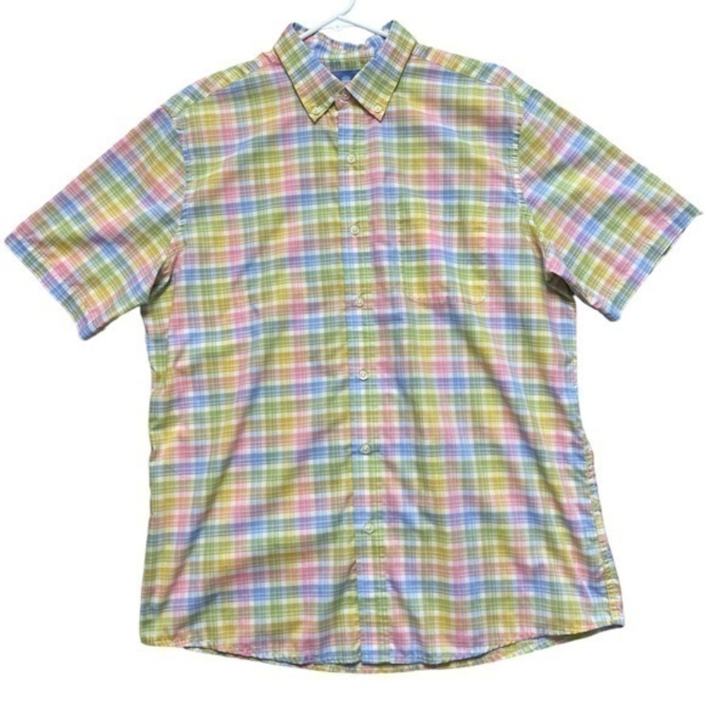 Saddlebred Wrinkle Free Button Down Up Shirt multicolored checkered shortsleeve